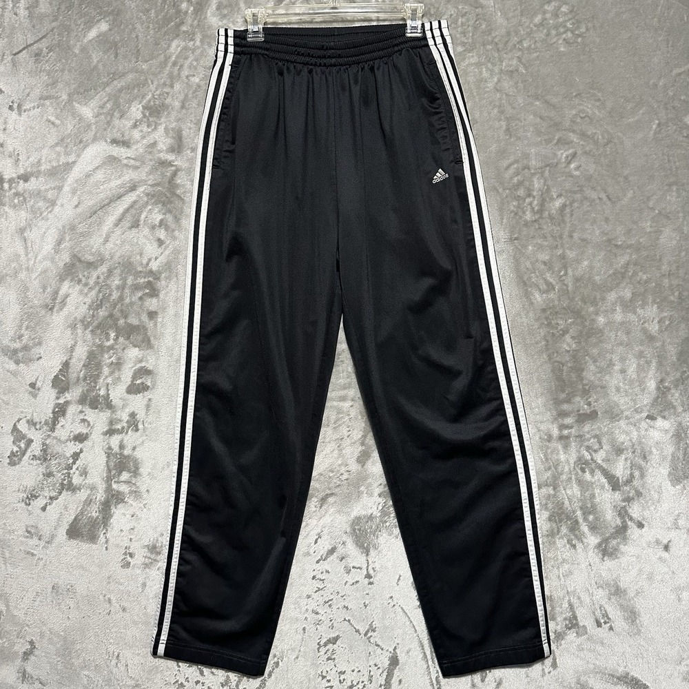 Vintage Y2k Adidas Tearaway Striped Track Pants Mens Large Black Gym Basketball